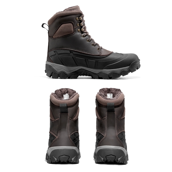 Men's Insulated Water-Resistant Snow  Boots - DARK BROWN - 1